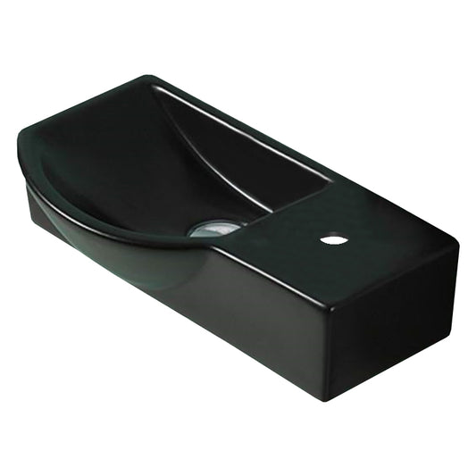 14.7-in. W Above Counter Black Bathroom Vessel Sink For 1 Hole Right Drilling AI-29420