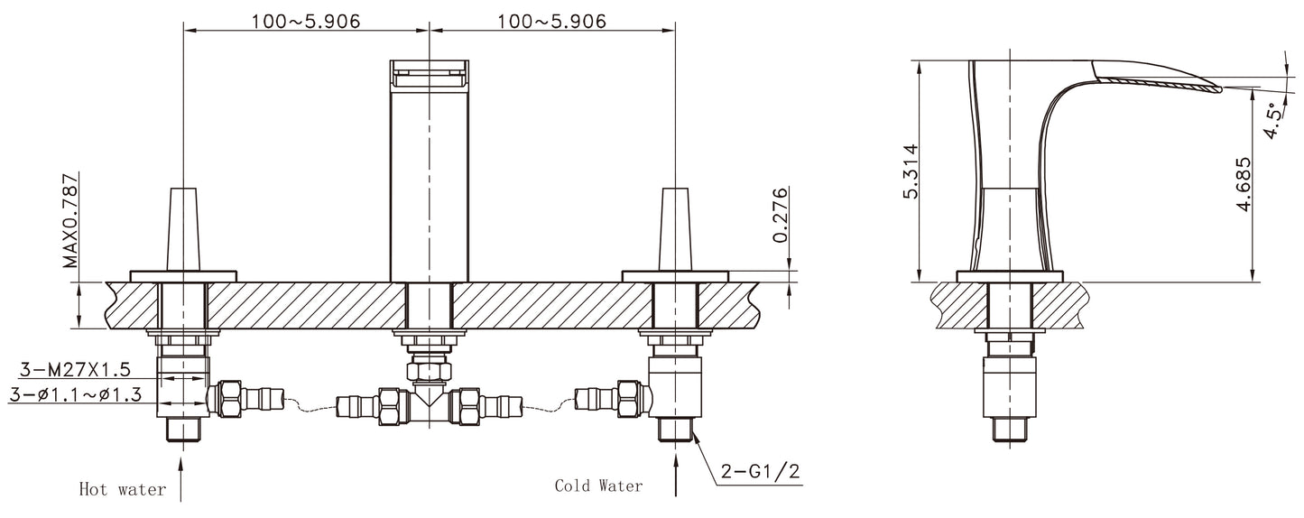 13.2-in. W Bathroom Sink Faucet Set AI-33685