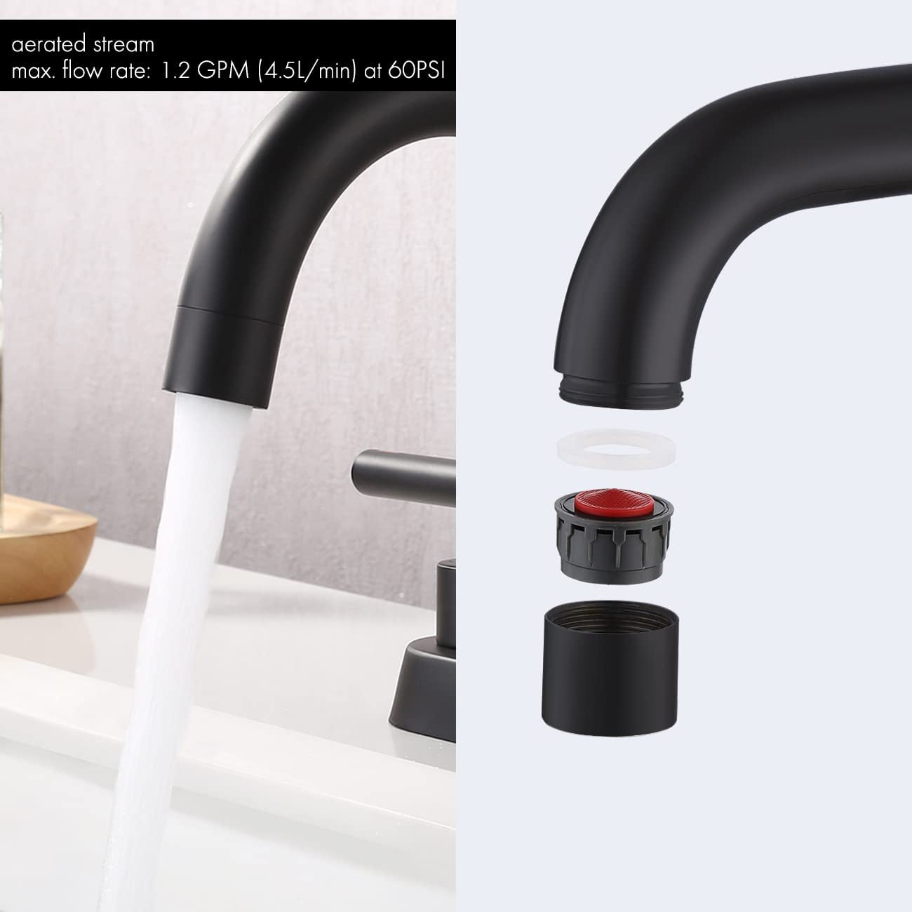 3H4-in. CUPC Brass Bathroom Sink Faucet Black Lead Free Brass AI-36080