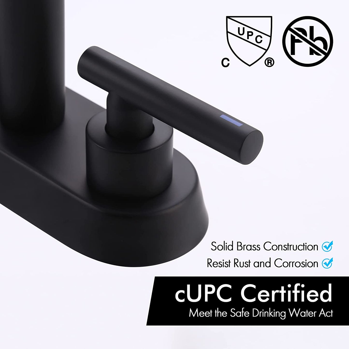 3H4-in. CUPC Brass Bathroom Sink Faucet Black Lead Free Brass AI-36080