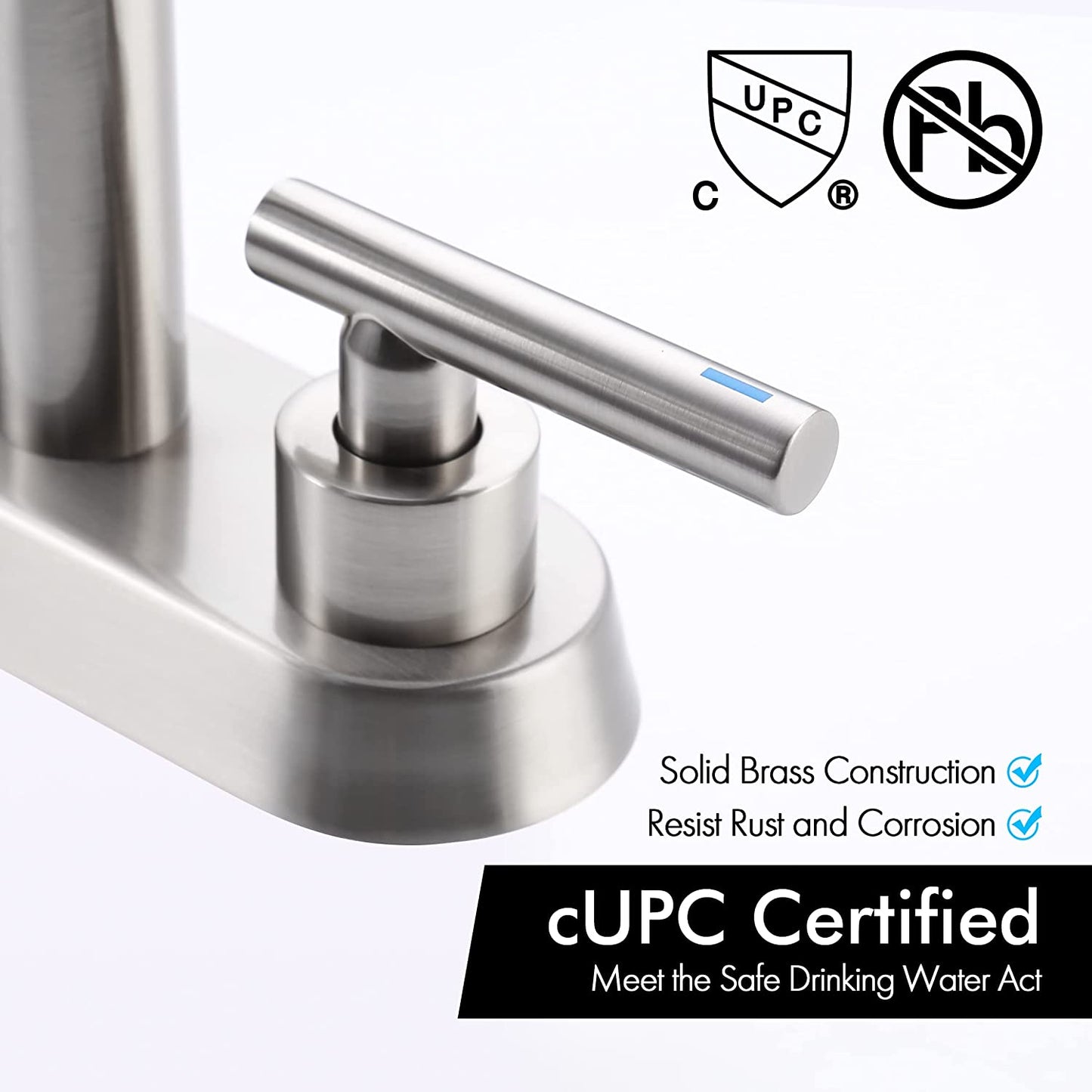 3H4-in. CUPC Brass Bathroom Sink Faucet Brushed Nickel Lead Free Brass AI-36081