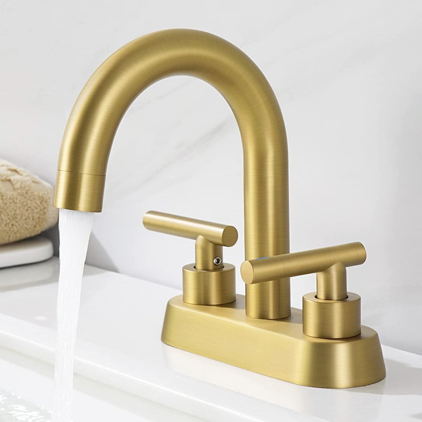 3H4-in. CUPC Brass Bathroom Sink Faucet Brushed Brass Lead Free Brass AI-36082