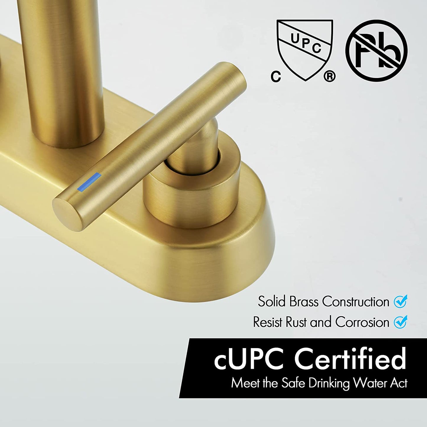 3H4-in. CUPC Brass Bathroom Sink Faucet Brushed Brass Lead Free Brass AI-36082