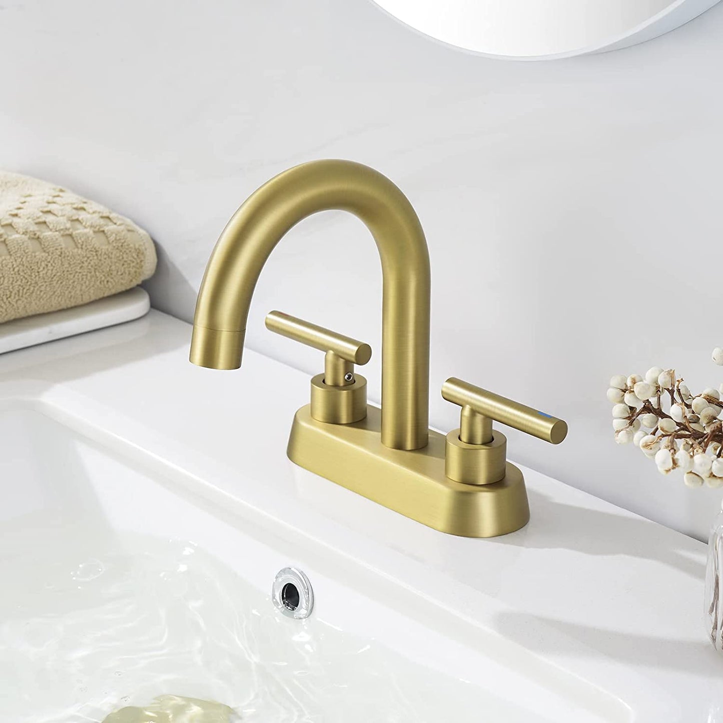 3H4-in. CUPC Brass Bathroom Sink Faucet Brushed Brass Lead Free Brass AI-36082