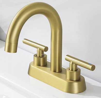 3H4-in. CUPC Brass Bathroom Sink Faucet Brushed Brass Lead Free Brass AI-36082