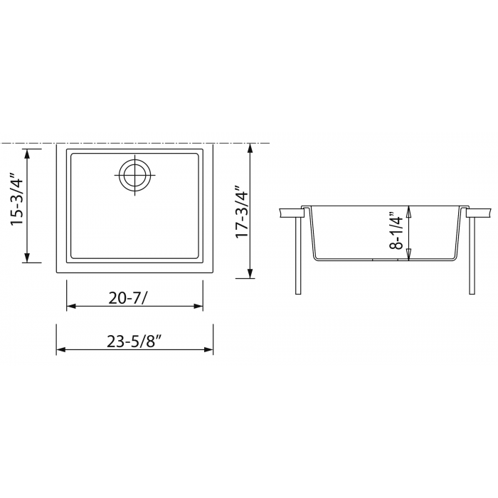 AB2420UM 24" Undermount Single Granite Composite Kitchen Sink