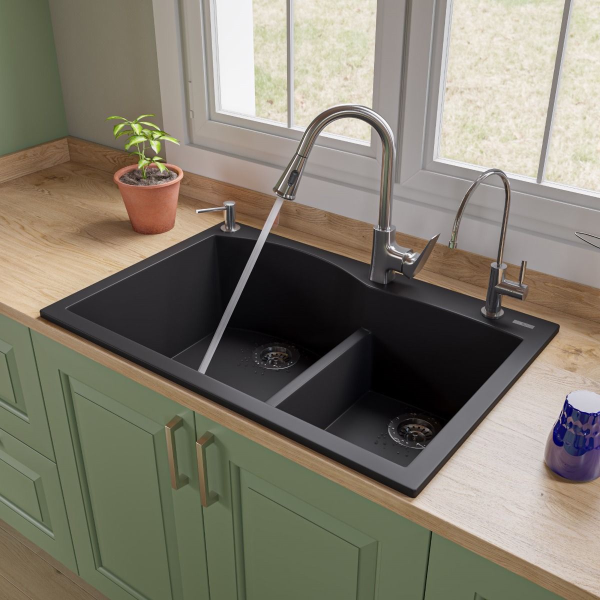 ABKF3889 Square Gooseneck Pull Down Kitchen Faucet